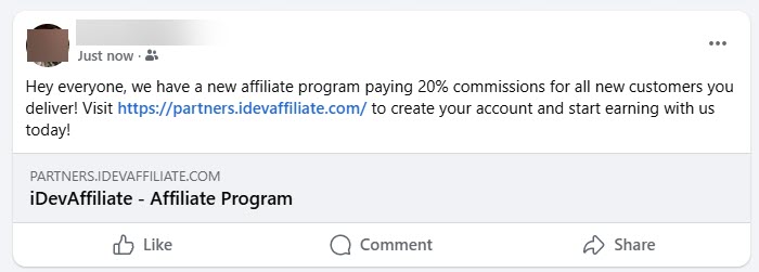 announce my new affiliate program on social media