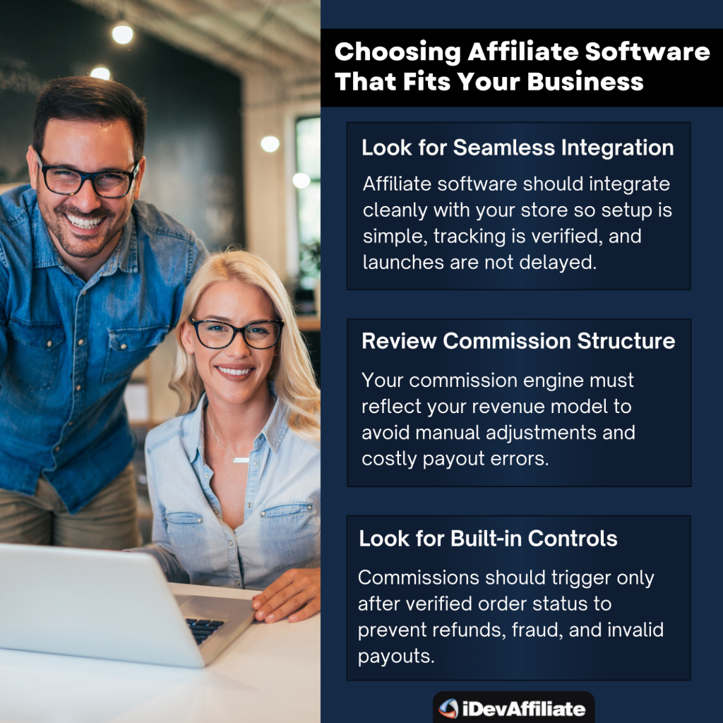 choosing affiliate software for business infographic