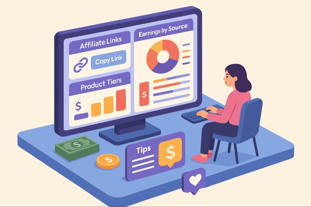 affiliate program dashboard with earnings and analytics