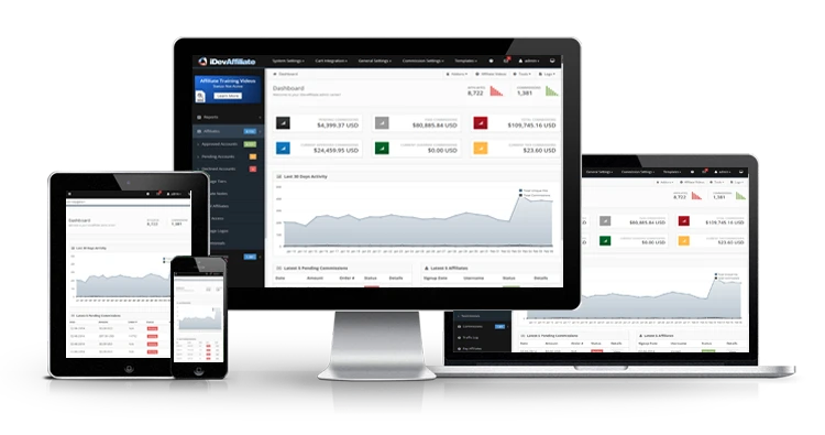 affiliate marketing dashboard on multiple devices