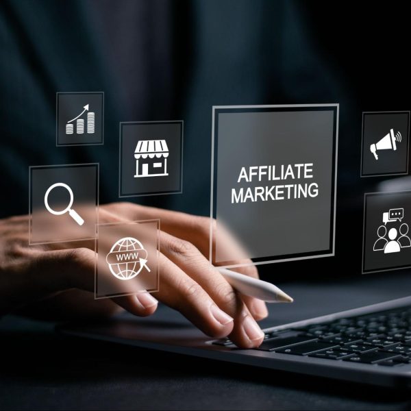 affiliate marketing software interface on laptop