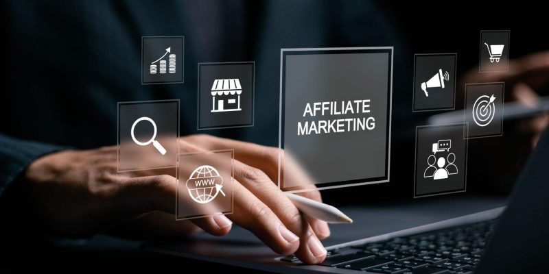 affiliate marketing software interface on laptop