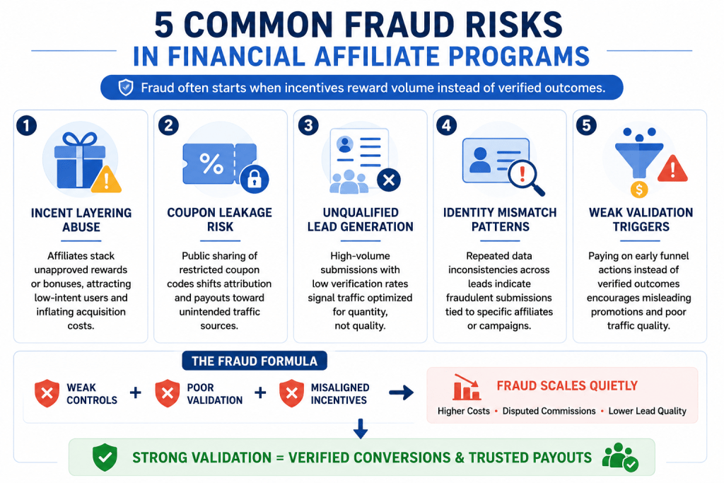 common fraud risks in finance affiliate programs infographic