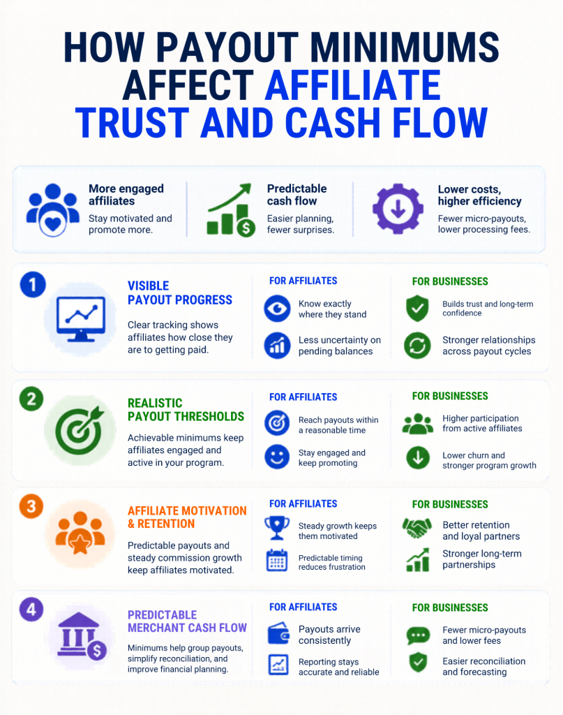 how payout minimums affect affiliate trust and cash flow